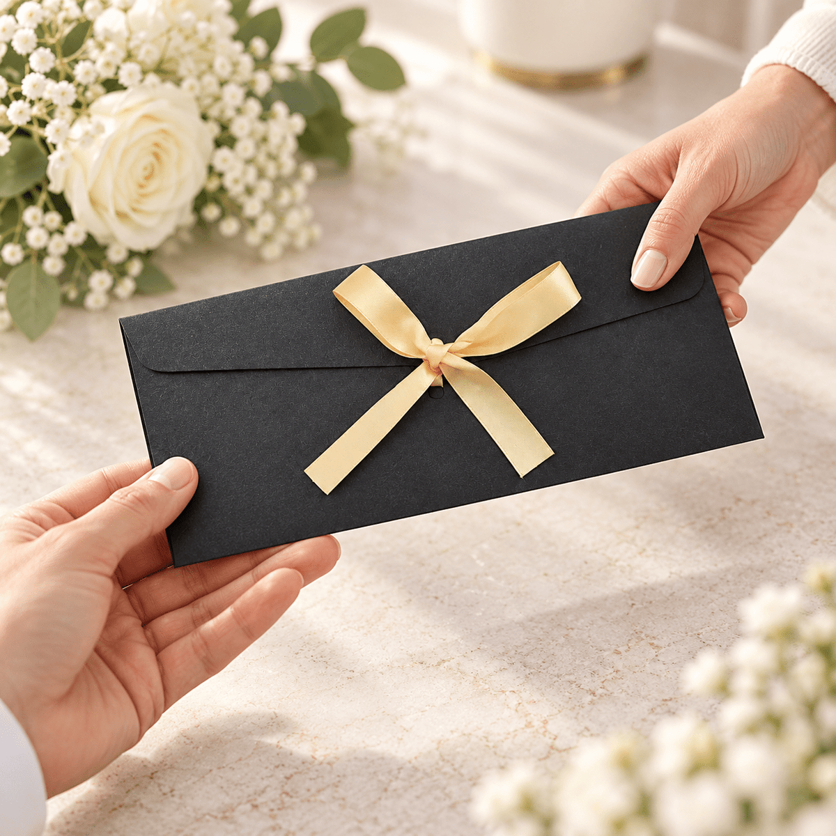 Plicuri sidefate cu fundiță din satin - negru (set 10 buc) - CraftUp