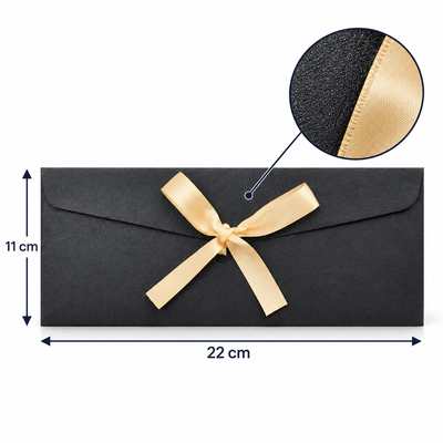 Plicuri sidefate cu fundiță din satin - negru (set 10 buc) - CraftUp