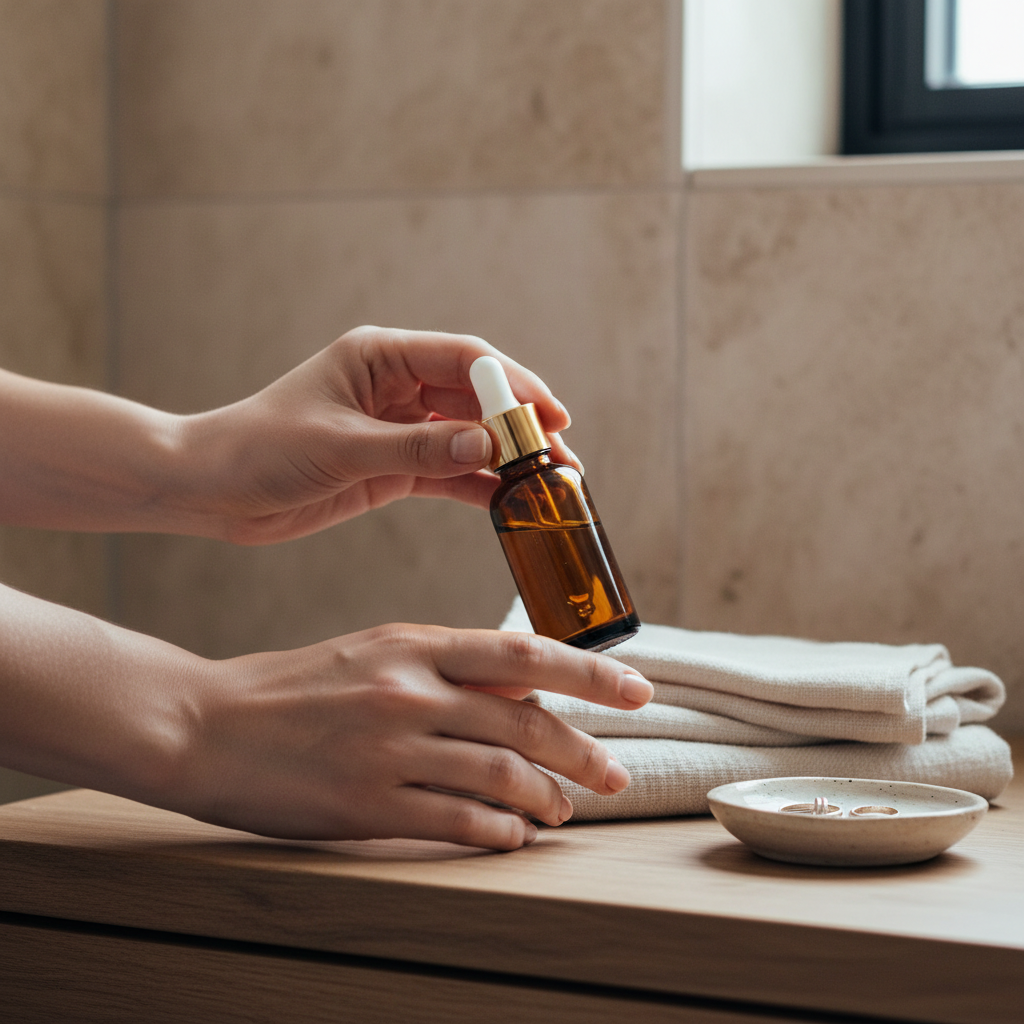 Sticluță ambră reutilizabilă cu pipetă și capac alb-auriu