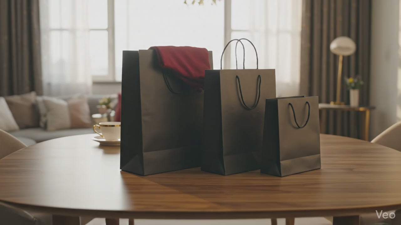 Pungi cadou dreptunghiulare uni - negru (set 12 buc)