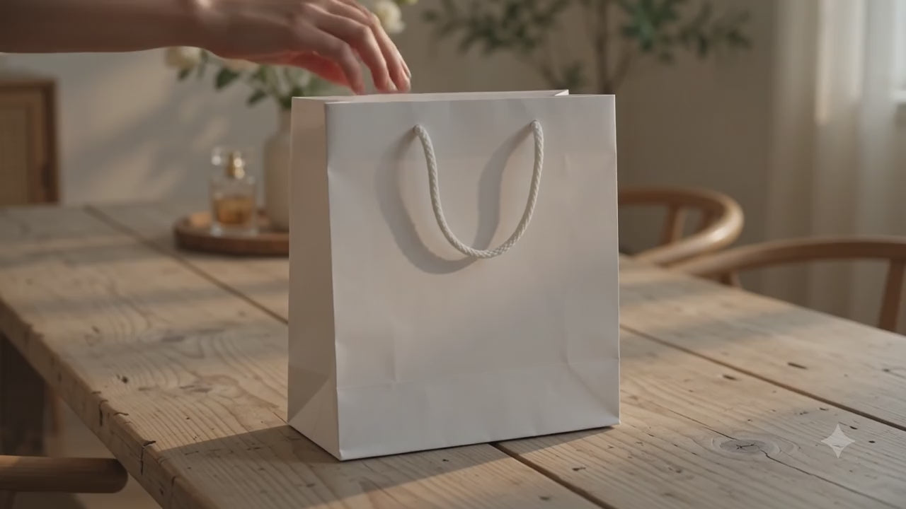 Încărcați videoclipul: Pungi cadou dreptunghiulare uni - alb (set 12 buc)