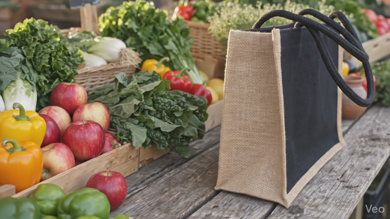 Încărcați videoclipul: Sacoșă textil cu interior rezistent la apă 31x26x13cm - negru-maro