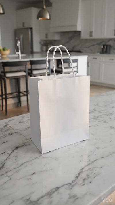 Pungi cadou dreptunghiulare uni - alb (set 12 buc)