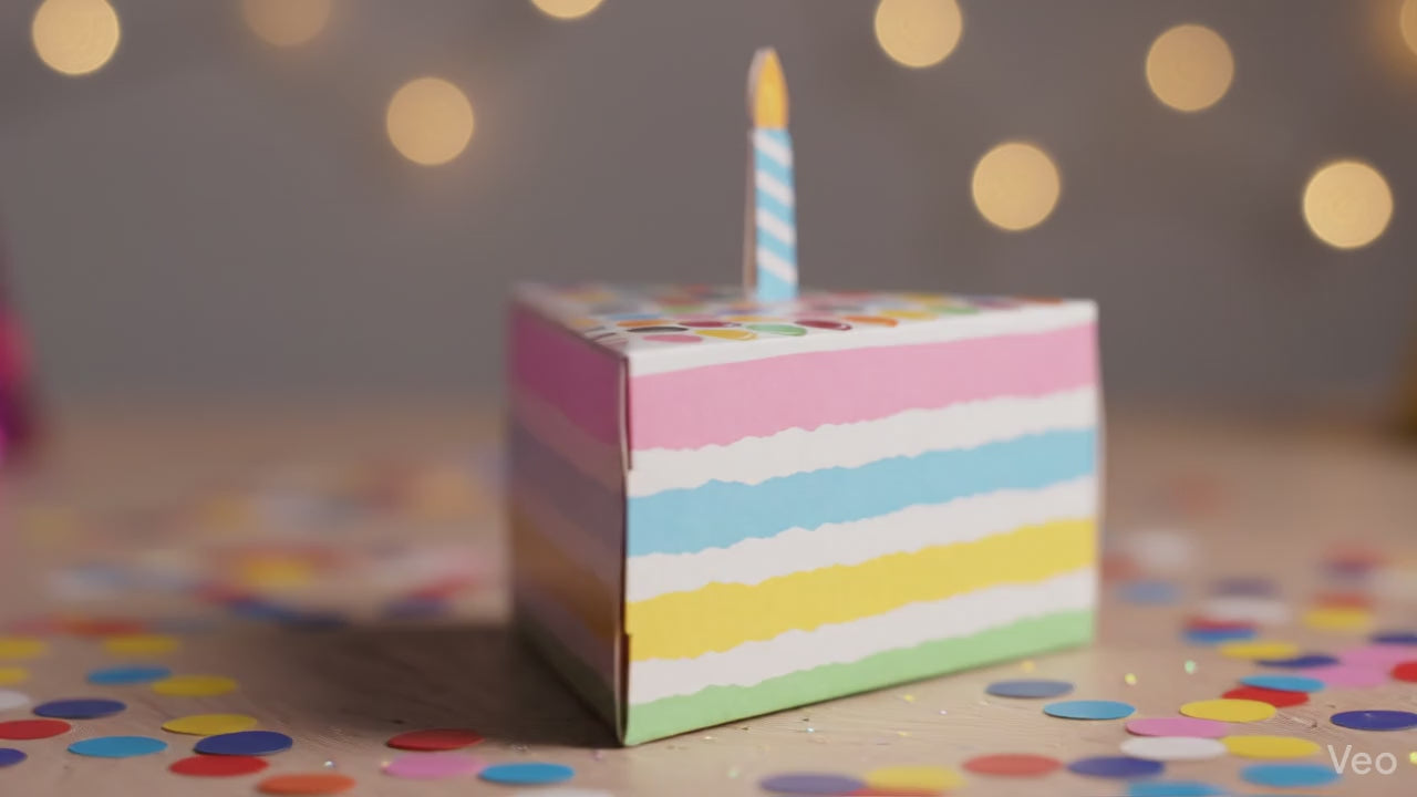Încărcați videoclipul: Cutie felie tort cu lumânare - multicolor (set 50 buc)