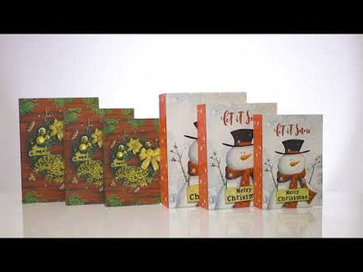 Set 3 cutii carte de Crăciun – model om de zăpada