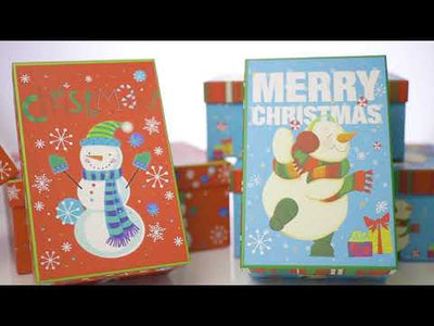 Set 3 cutii dreptunghiulare Crăciun – model om de zăpadă fericit