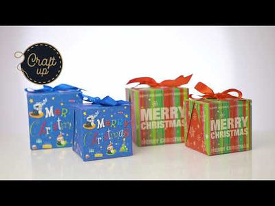 Set 2 cutii pătrate de Crăciun – model cadouri colorate