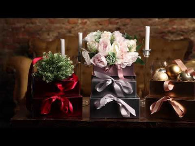 Set 2 cutii dreptunghiulare cu fereastră transparentă și panglică - auriu