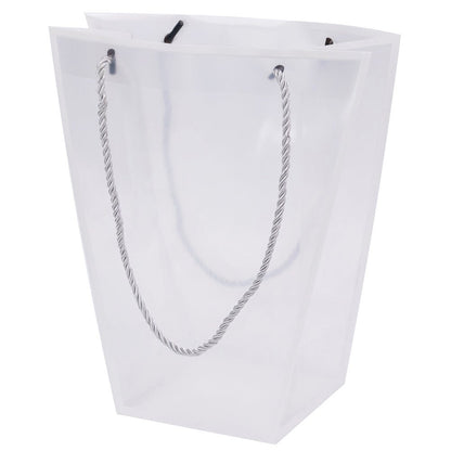 Pungă trapez din plastic cu mânere din sfoară - alb (set 10 buc) 26x24x12cm - CraftUp