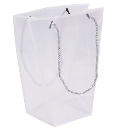 Pungă trapez din plastic cu mânere din sfoară - alb (set 10 buc) 26x24x12cm - CraftUp