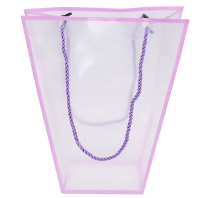 Pungă trapez din plastic cu mânere din sfoară - mov (set 10 buc) 26x24x12cm - CraftUp