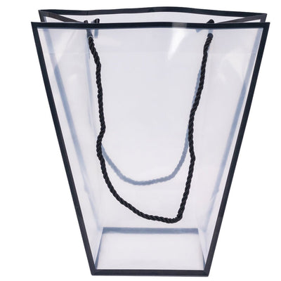 Pungă trapez din plastic cu mânere din sfoară - negru (set 10 buc) 26x24x12cm - CraftUp