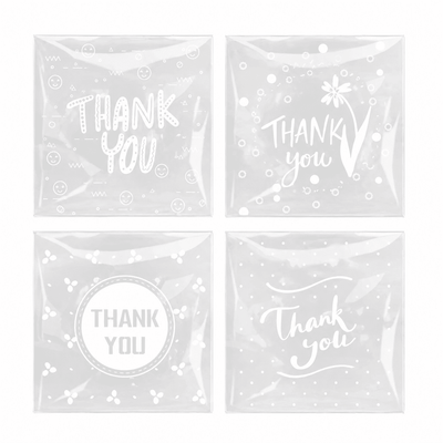 Pungi adezive cu print Thank You - transparent (set 50 buc) - CraftUp
