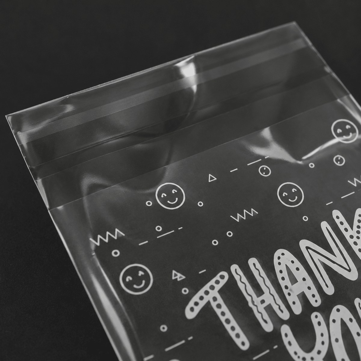 Pungi adezive cu print Thank You - transparent (set 50 buc) - CraftUp