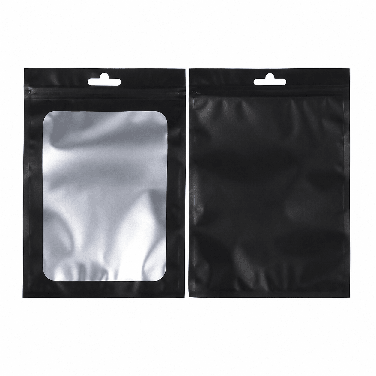 Pungi aluminiu cu fereastră și agățătoare - negru (set 100 buc) - CraftUp