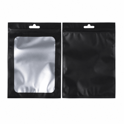 Pungi aluminiu cu fereastră și agățătoare - negru (set 100 buc) - CraftUp