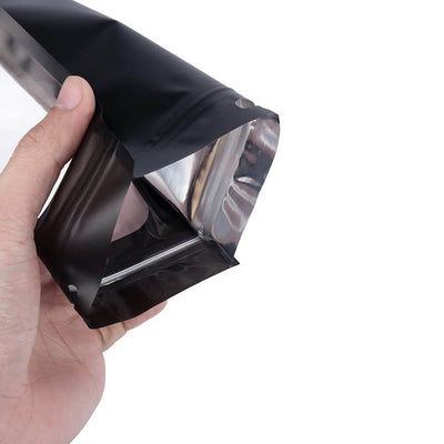 Pungi aluminiu cu fereastră și agățătoare - negru (set 100 buc) - CraftUp