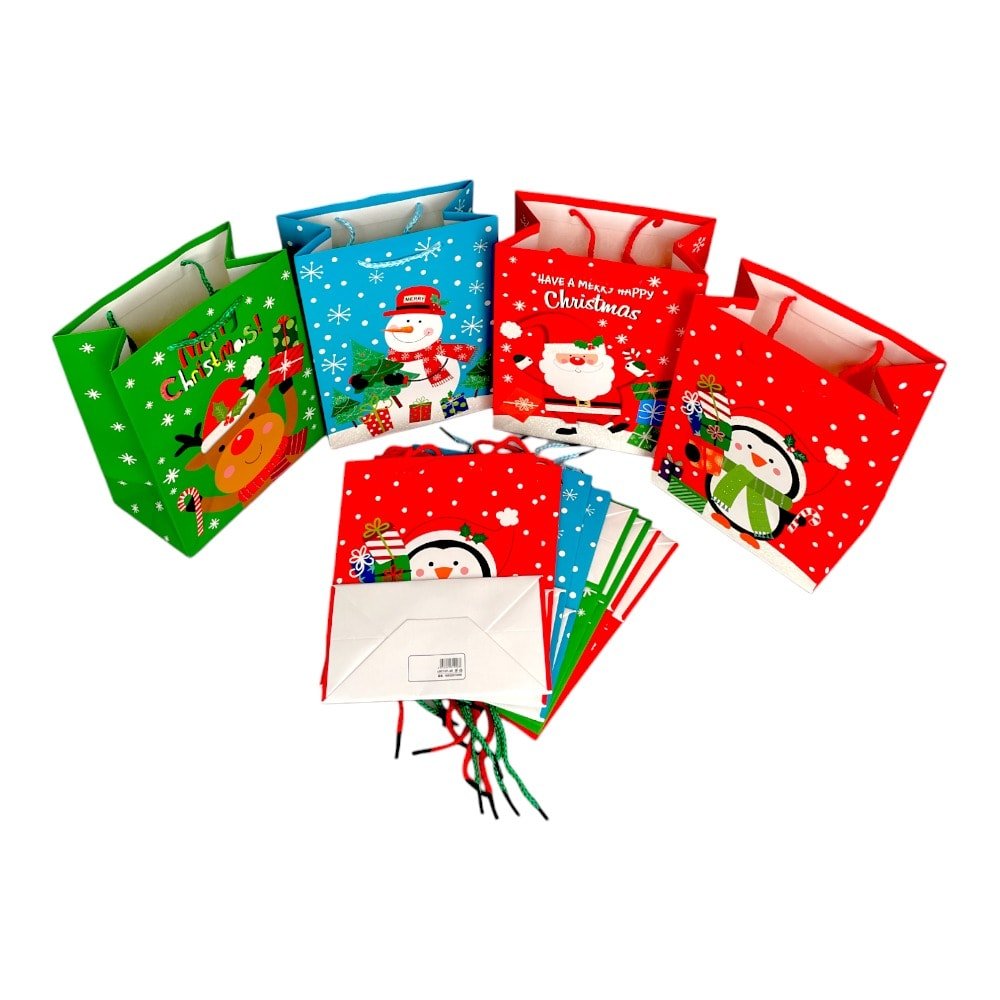 Pungi cadou Crăciun mix 4 modele - model 5 Prietenii Moșului (set 12 buc) - CraftUp