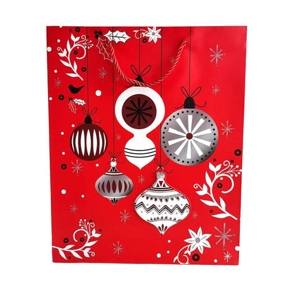 Pungi cadou Crăciun roșii 3D cu slipici model aleatoriu (set 12 buc) - CraftUp