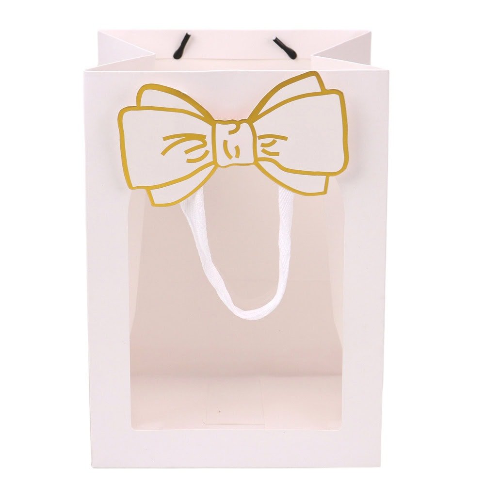Pungi cadou cu fereastră și fundă - alb (set 12 buc) - CraftUp