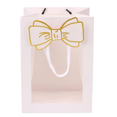 Pungi cadou cu fereastră și fundă - alb (set 12 buc) - CraftUp