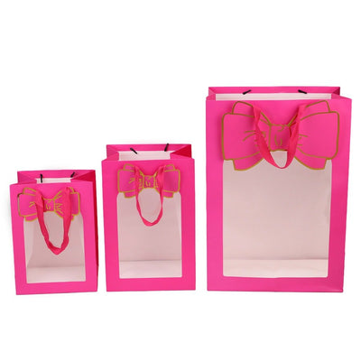 Pungi cadou cu fereastră și fundă - mov (set 12 buc) - CraftUp