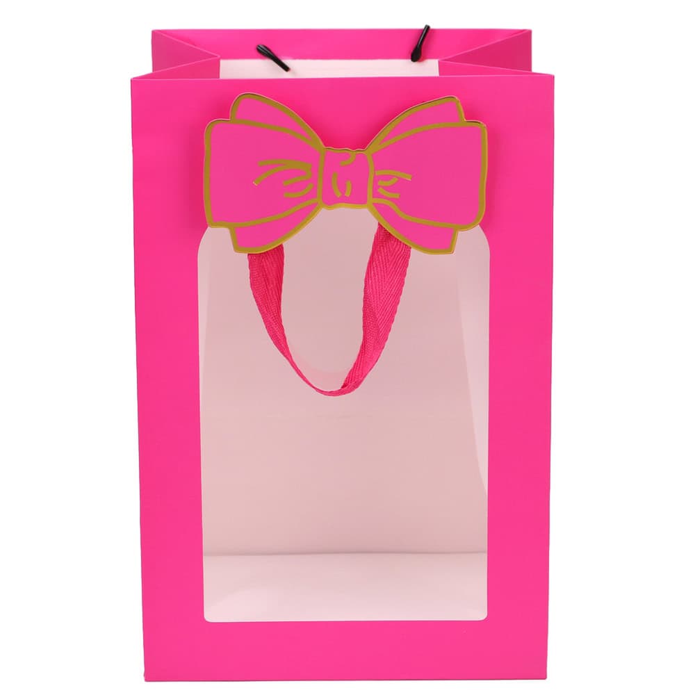 Pungi cadou cu fereastră și fundă - mov (set 12 buc) - CraftUp