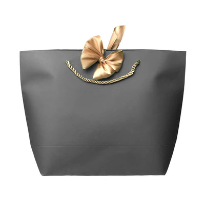 Pungi cadou cu mâner și fundă aurie - negru (set 12 buc) - CraftUp