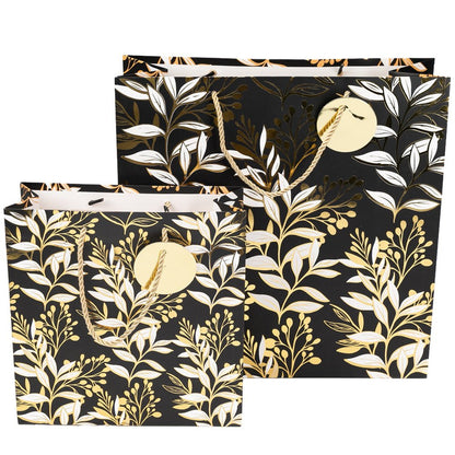 Pungi cadou cu model floral alb negru, mix 4 modele - CraftUp