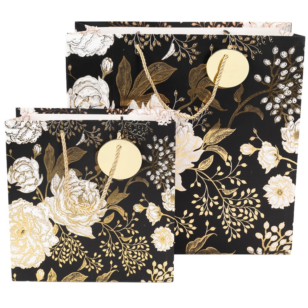 Pungi cadou cu model floral alb negru, mix 4 modele - CraftUp