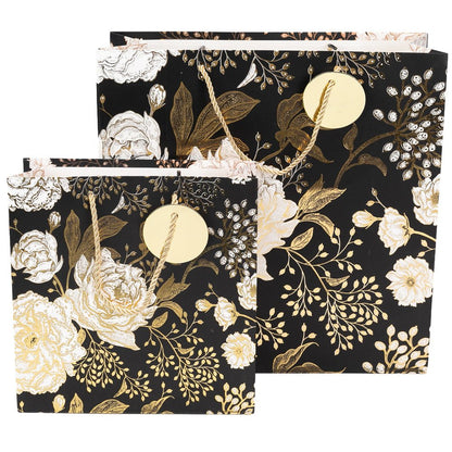 Pungi cadou cu model floral alb negru, mix 4 modele - CraftUp