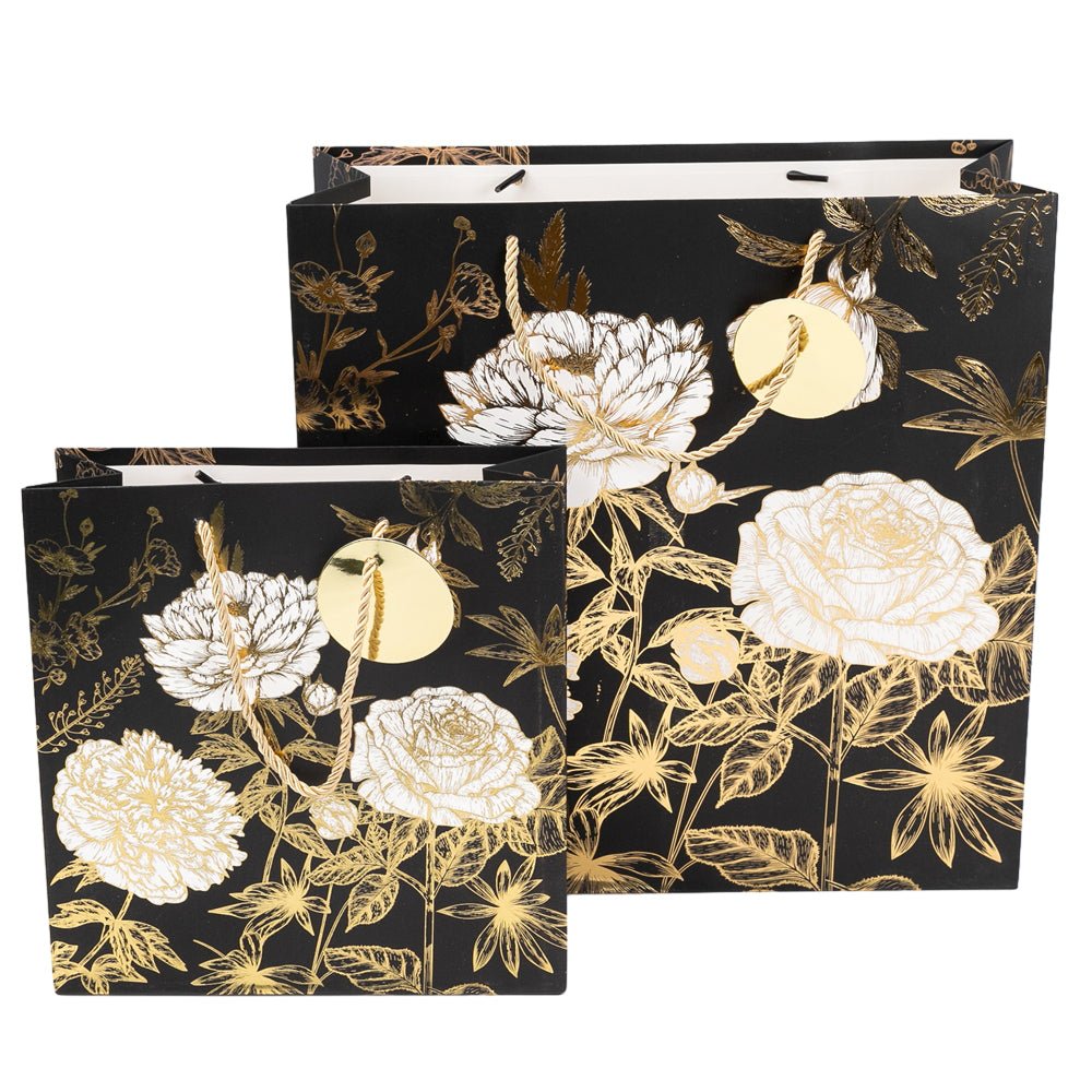 Pungi cadou cu model floral alb negru, mix 4 modele - CraftUp