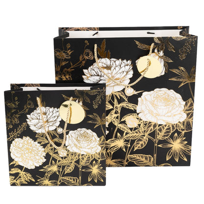 Pungi cadou cu model floral alb negru, mix 4 modele - CraftUp