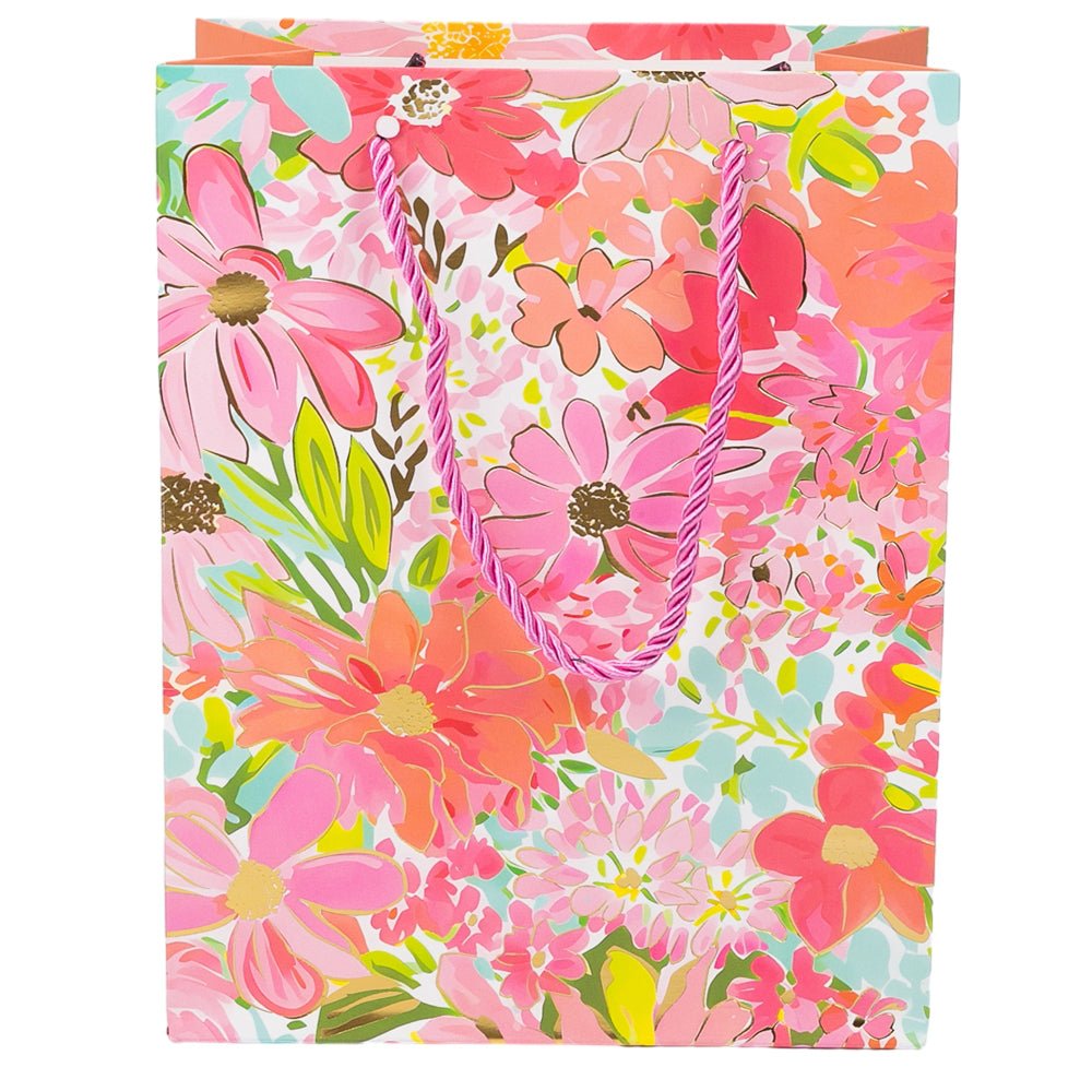 Pungi cadou cu model floral și dungă aurie, mix 4 modele (set 12 buc) - CraftUp
