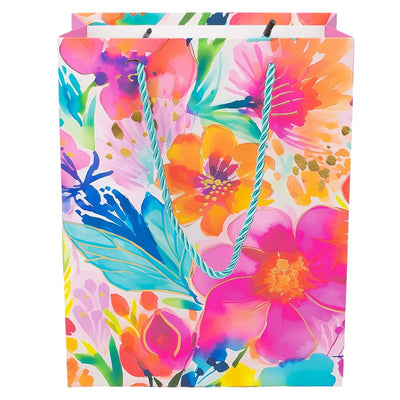 Pungi cadou cu model floral și dungă aurie, mix 4 modele (set 12 buc) - CraftUp