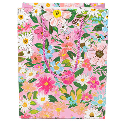 Pungi cadou cu model floral și dungă aurie, mix 4 modele (set 12 buc) - CraftUp