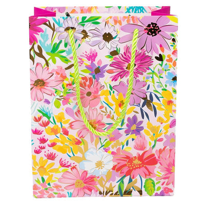 Pungi cadou cu model floral și dungă aurie, mix 4 modele (set 12 buc) - CraftUp