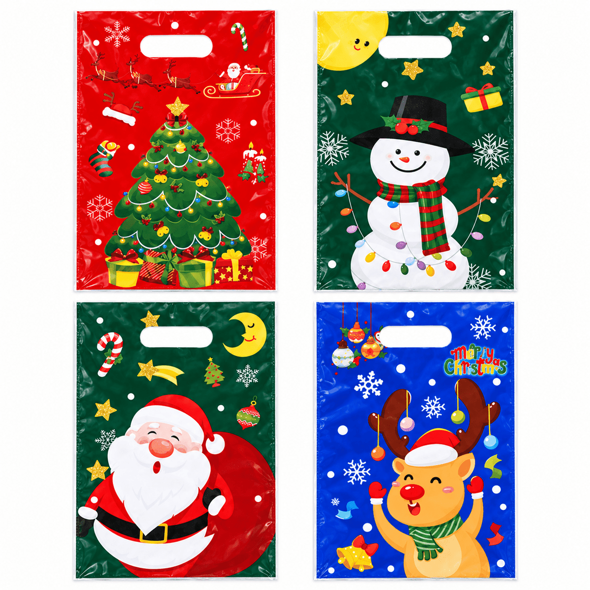Pungi cadou de Crăciun cu mâner și personaje - mix 4 modele (set 50 buc) - CraftUp