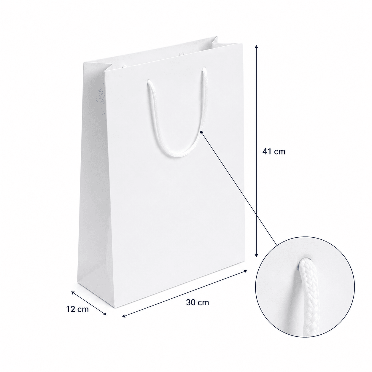 Pungi cadou dreptunghiulare uni - alb (set 12 buc) - CraftUp