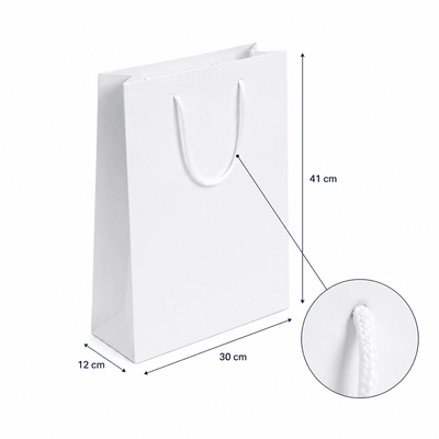 Pungi cadou dreptunghiulare uni - alb (set 12 buc) - CraftUp
