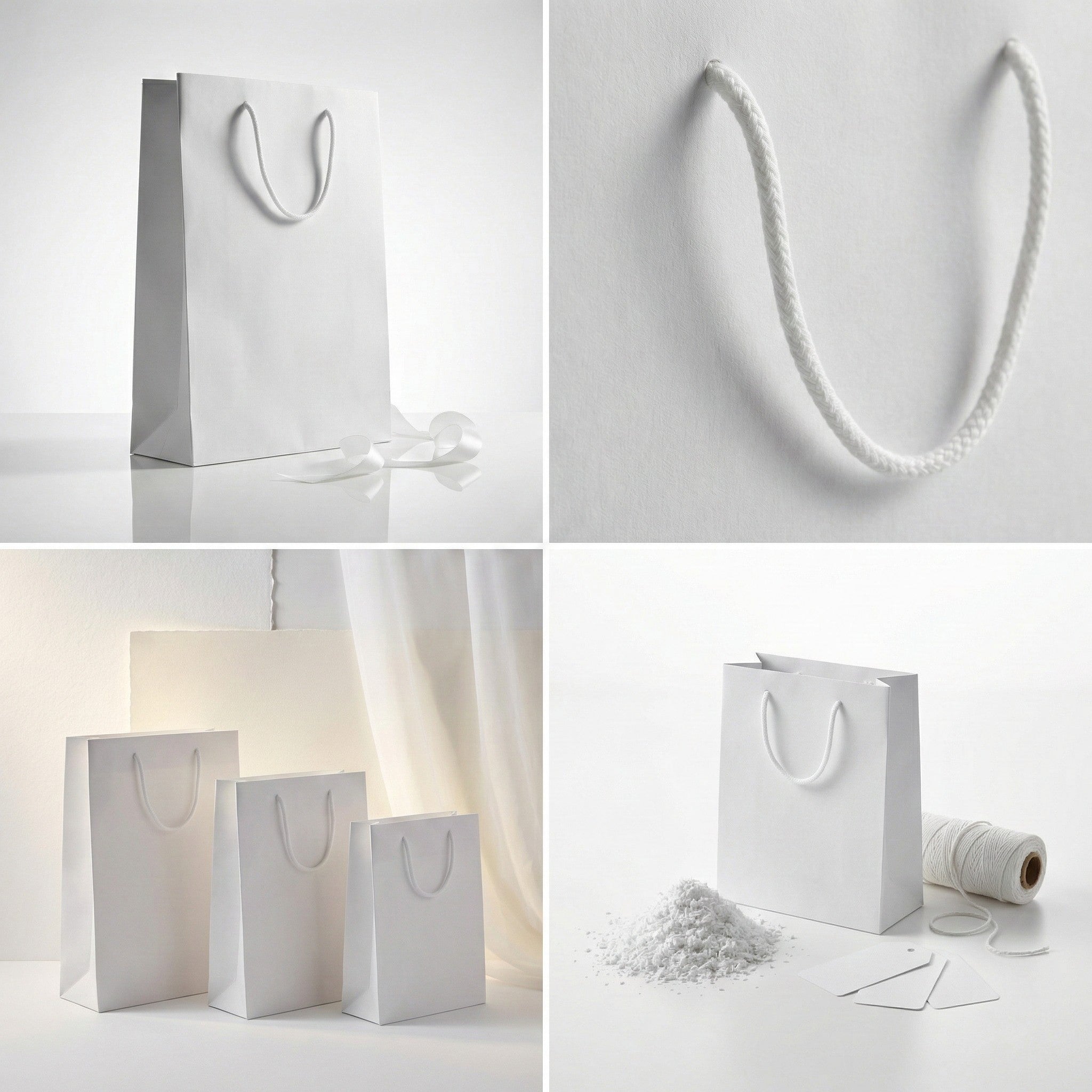 Pungi cadou dreptunghiulare uni - alb (set 12 buc) - CraftUp