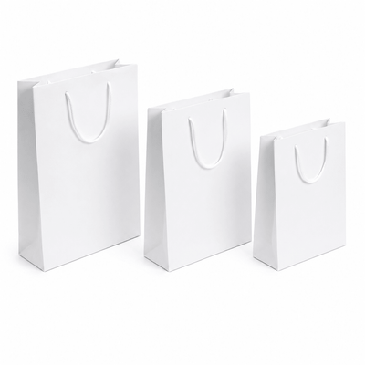 Pungi cadou dreptunghiulare uni - alb (set 12 buc) - CraftUp