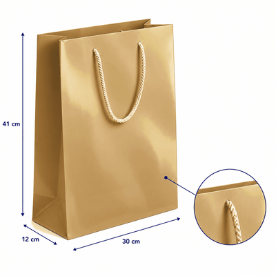 Pungi cadou dreptunghiulare uni - auriu (set 12 buc) - CraftUp