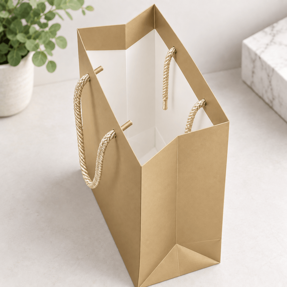Pungi cadou dreptunghiulare uni - auriu (set 12 buc) - CraftUp