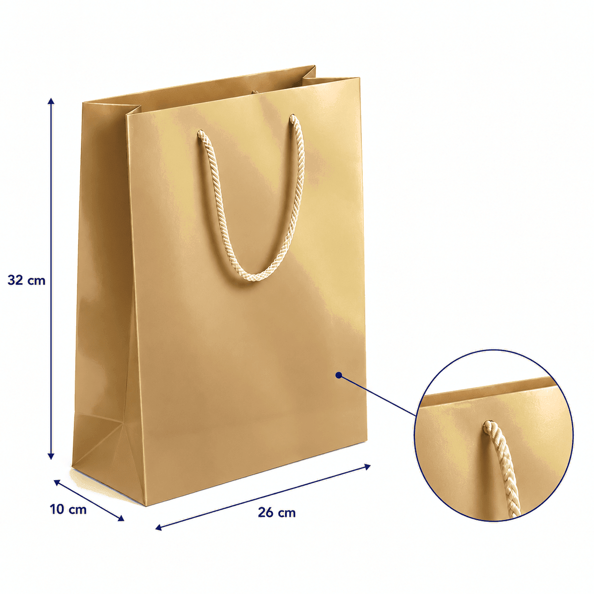 Pungi cadou dreptunghiulare uni - auriu (set 12 buc) - CraftUp