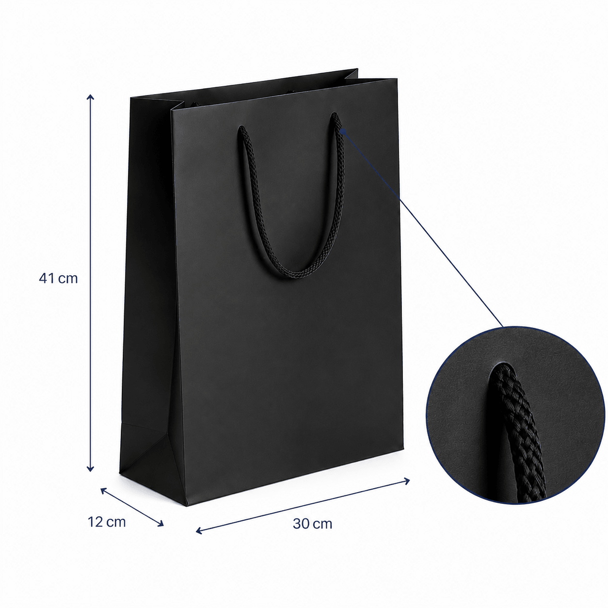 Pungi cadou dreptunghiulare uni - negru (set 12 buc) - CraftUp