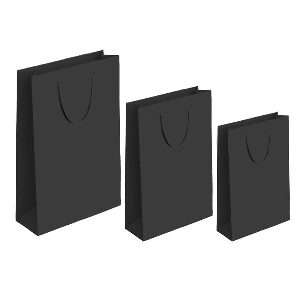 Pungi cadou dreptunghiulare uni - negru (set 12 buc) - CraftUp