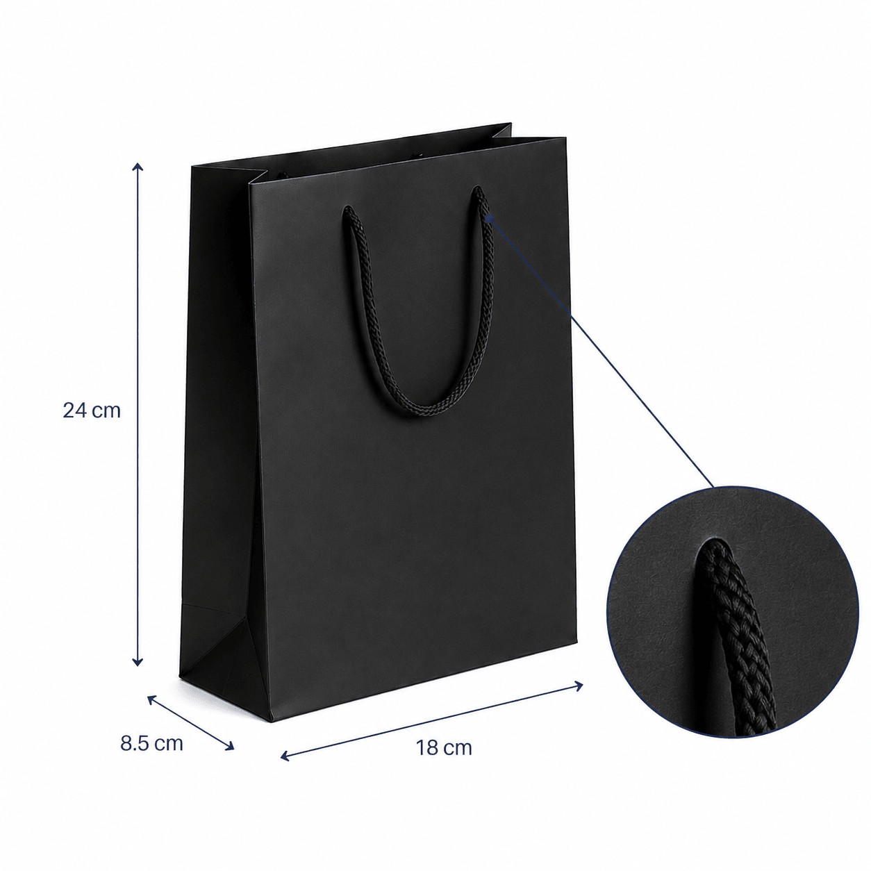 Pungi cadou dreptunghiulare uni - negru (set 12 buc) - CraftUp