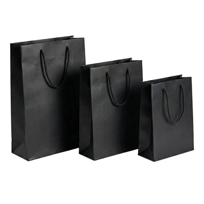 Pungi cadou dreptunghiulare uni - negru (set 12 buc) - CraftUp