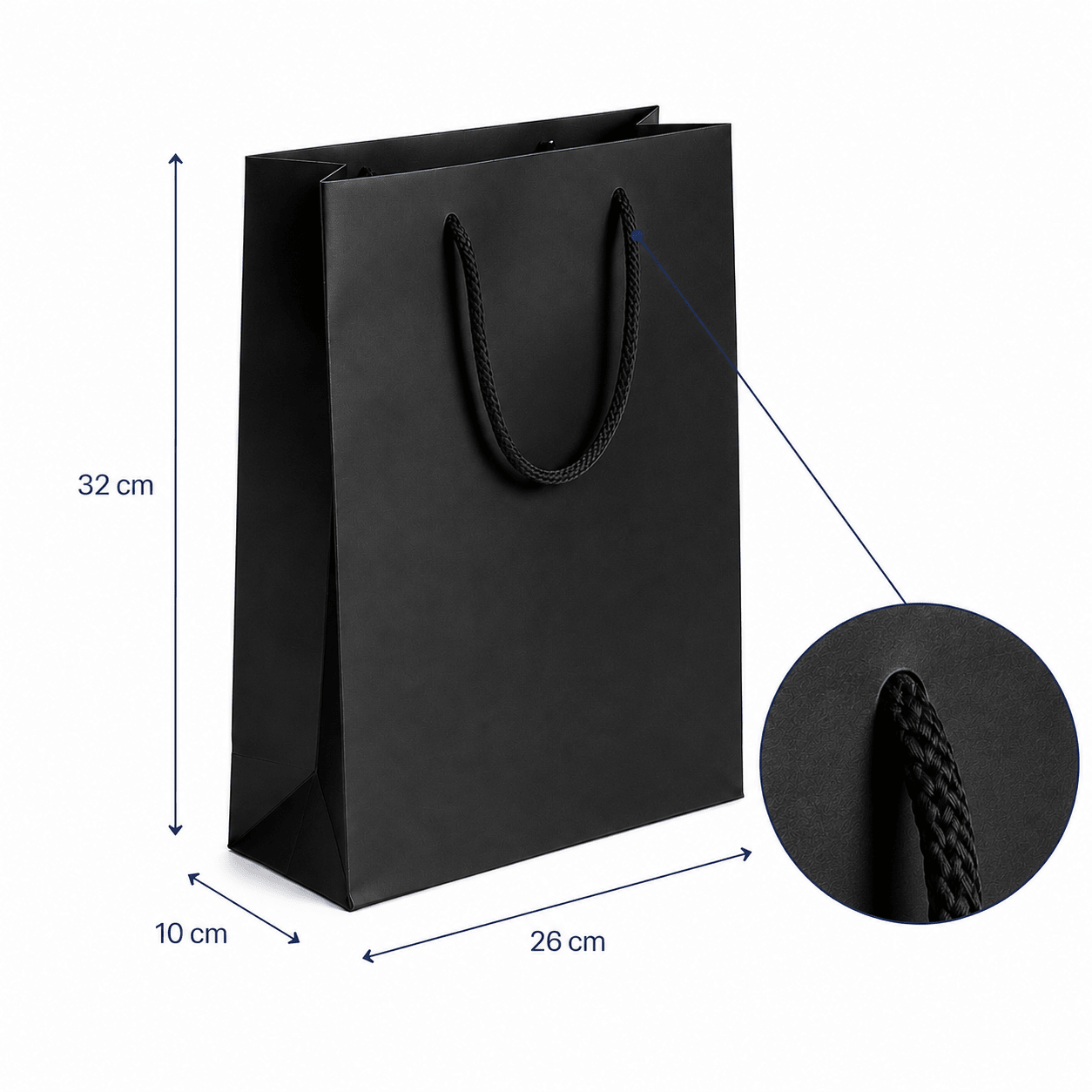 Pungi cadou dreptunghiulare uni - negru (set 12 buc) - CraftUp
